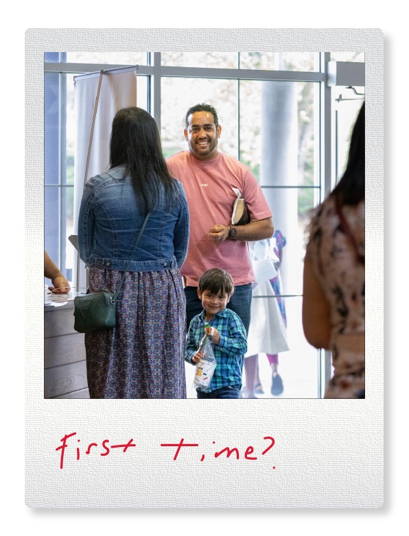 A family connecting with the New Hope outreach team