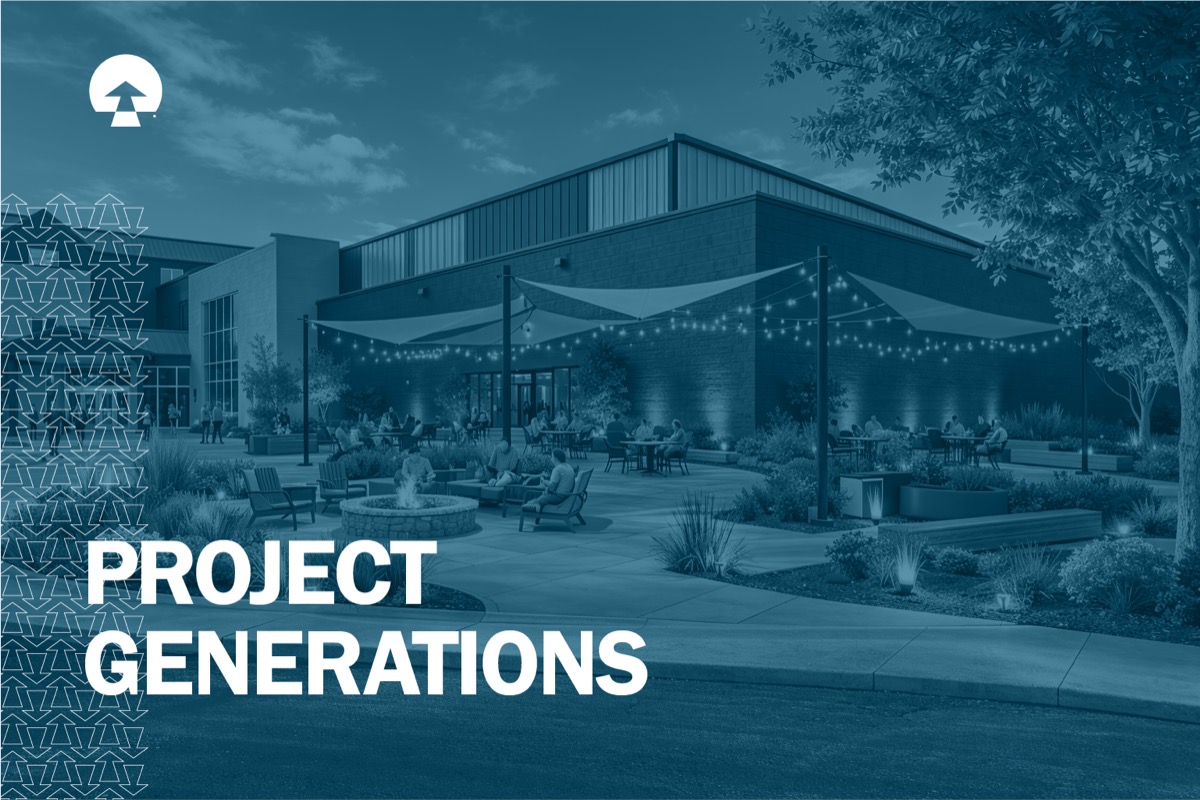Project Generations outdoor gathering space rendering